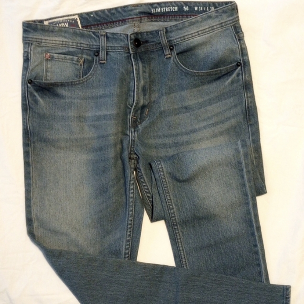 MBX Slim Stretch Denim Jeans-Blue-W 34/L 30